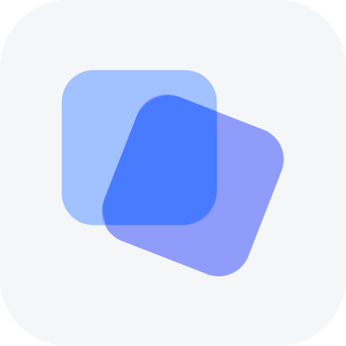 Ícone abstrato em tons de azul representando tecnologia, inovação e conectividade digital.